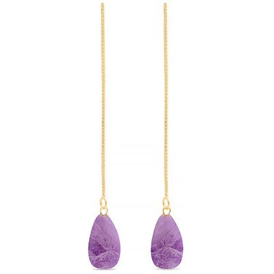 Luxenter, zoqoyi Ohrringe aus 925 Sterlingsilber und natürlichem Amethyst 18K vergoldet Lila Einheitsgröße Luxenter, zoqoyi Ohrringe aus 925 Sterlingsilber und natürlichem Amethyst 18K vergoldet Lila Einheitsgröße