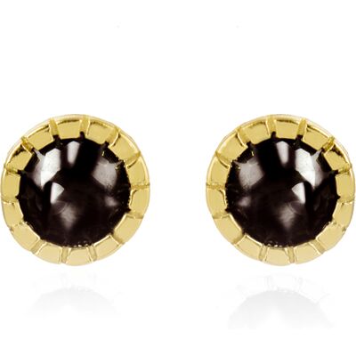 Luxenter Ohrringe, 925 Sterling Silber Naadim und 18K vergoldeter Onyx Zirkonia Schwarz Einheitsgröße Luxenter Ohrringe, 925 Sterling Silber Naadim und 18K vergoldeter Onyx Zirkonia Schwarz Einheitsgröße
