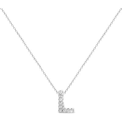 Luxenter, Alphabet-Halskette aus 925er Sterlingsilber und glänzenden Zirkonias mit rhodinierter Oberfläche Silber Einheitsgröße Luxenter, Alphabet-Halskette aus 925er Sterlingsilber und glänzenden Zirkonias mit rhodinierter Oberfläche Silber Einheitsgröße