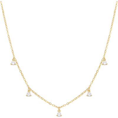 Luxenter Kisain-Halsschmuck, aus glänzenden Zirkonen, 18kt Gelbgold-Finish Weiß Einheitsgröße Luxenter Kisain-Halsschmuck, aus glänzenden Zirkonen, 18kt Gelbgold-Finish Weiß Einheitsgröße