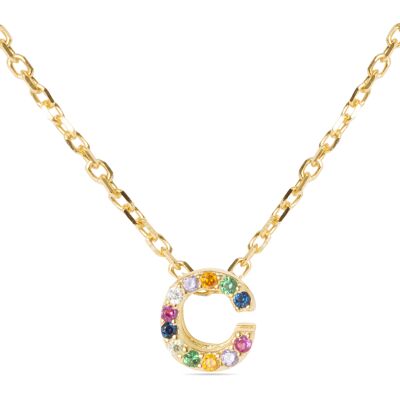Luxenter Alphabet-Halskette aus 925er Sterlingsilber und mehrfarbigen Zirkonia mit einer Vergoldung aus 18-karätigem Gelbgold Mehrfarben Einheitsgröße Luxenter Alphabet-Halskette aus 925er Sterlingsilber und mehrfarbigen Zirkonia mit einer Vergoldung aus 18-karätigem Gelbgold Mehrfarben Einheitsgröße