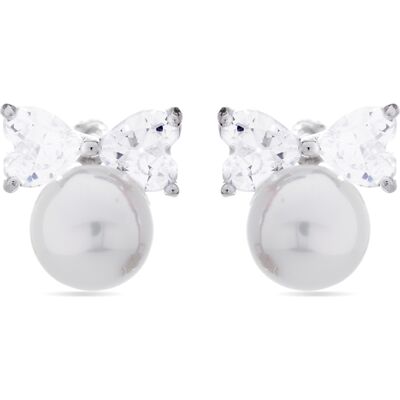 Luxenter Theria 925 Sterling Silber und weiße rhodinierte Perlen Ohrringe Weiß Einheitsgröße Luxenter Theria 925 Sterling Silber und weiße rhodinierte Perlen Ohrringe Weiß Einheitsgröße