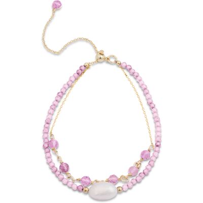 Luxenter-Armband, Metalllegierung Ekhao und rosa Turmalin 18K vergoldet Rosa Einheitsgröße Luxenter-Armband, Metalllegierung Ekhao und rosa Turmalin 18K vergoldet Rosa Einheitsgröße