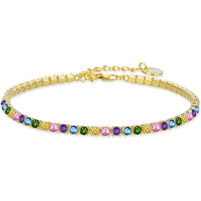 Luxenter 925 Sterling Silber Armband mit mehrfarbigen Zirkonia in 18K Gelbgold - Tahu Mehrfarben Einheitsgröße Luxenter 925 Sterling Silber Armband mit mehrfarbigen Zirkonia in 18K Gelbgold - Tahu Mehrfarben Einheitsgröße
