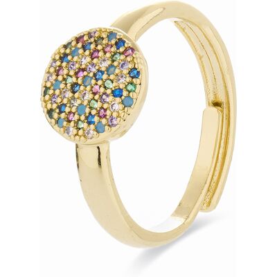 Luxenter Ring mit Multicolour Zirkonia aus 18K Gelbgold - Cuix Mehrfarben Einheitsgröße Luxenter Ring mit Multicolour Zirkonia aus 18K Gelbgold - Cuix Mehrfarben Einheitsgröße