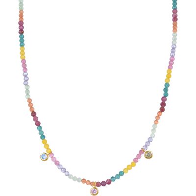 Luxenter Halskette aus 925er Sterlingsilber mit mehrfarbigen Zirkonen in 18K Gelbgold - Ruane Mehrfarben Einheitsgröße Luxenter Halskette aus 925er Sterlingsilber mit mehrfarbigen Zirkonen in 18K Gelbgold - Ruane Mehrfarben Einheitsgröße