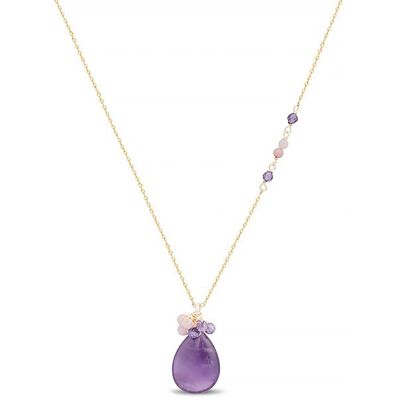 Luxenter-Halskette, Adak aus Metalllegierung und natürlicher Amethyst, 18K vergoldet Lila Einheitsgröße Luxenter-Halskette, Adak aus Metalllegierung und natürlicher Amethyst, 18K vergoldet Lila Einheitsgröße