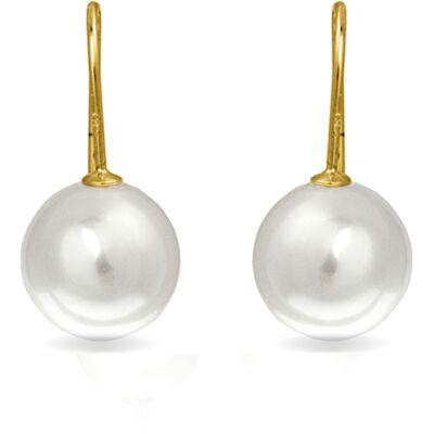 Luxenter Essential Ohrringe aus 925 Sterling Silber und weißer Perle mit 18 Karat Gelbgold Weiß Einheitsgröße Luxenter Essential Ohrringe aus 925 Sterling Silber und weißer Perle mit 18 Karat Gelbgold Weiß Einheitsgröße