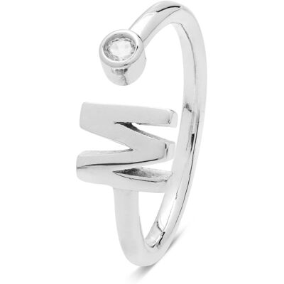 Luxenter Alphabetring aus 925 Sterling Silber mit glänzenden Zirkonia und rhodiumbeschichtetem Finish Silber Einheitsgröße Luxenter Alphabetring aus 925 Sterling Silber mit glänzenden Zirkonia und rhodiumbeschichtetem Finish Silber Einheitsgröße