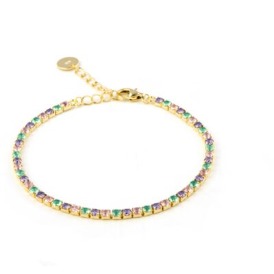 Luxenter 925 Sterling Silber Armband mit mehrfarbigen Zirkonia in 18K Gelbgold - Tahu Mehrfarben Einheitsgröße Luxenter 925 Sterling Silber Armband mit mehrfarbigen Zirkonia in 18K Gelbgold - Tahu Mehrfarben Einheitsgröße