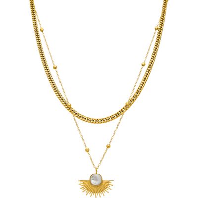 Luxenter Halskette mit weißem Perlmutt in 18K Gold - Sycu Gold Einheitsgröße Luxenter Halskette mit weißem Perlmutt in 18K Gold - Sycu Gold Einheitsgröße