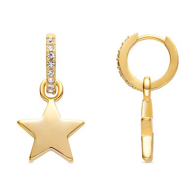 Luxenter 18K Gelbgold plattierte Brillant Zirkonia Ohrringe - Star Weiß Einheitsgröße Luxenter 18K Gelbgold plattierte Brillant Zirkonia Ohrringe - Star Weiß Einheitsgröße