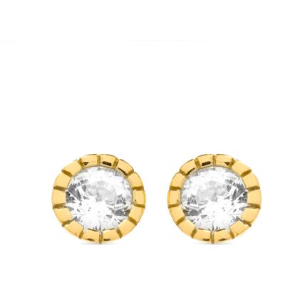 Luxenter Ohrringe, 925 Sterling Silber Naadim und glänzende 18K vergoldete Zirkonias Weiß Einheitsgröße Luxenter Ohrringe, 925 Sterling Silber Naadim und glänzende 18K vergoldete Zirkonias Weiß Einheitsgröße