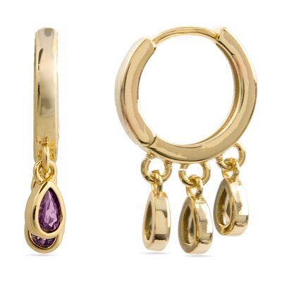 Luxenter Amethyst-Zirkonia-Ohrringe aus 18k Gelbgold - Atzul Lila Einheitsgröße Luxenter Amethyst-Zirkonia-Ohrringe aus 18k Gelbgold - Atzul Lila Einheitsgröße