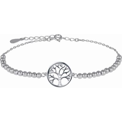 Luxenter-Armband, 925er Sterlingsilber und rhodinierter glänzender Zirkonia, Baum des Lebens Silber Einheitsgröße Luxenter-Armband, 925er Sterlingsilber und rhodinierter glänzender Zirkonia, Baum des Lebens Silber Einheitsgröße