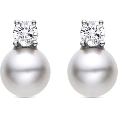 Luxenter 925 Sterling Silber Ohrringe mit rhodinierter weißer Perle - Sikon Weiß Einheitsgröße Luxenter 925 Sterling Silber Ohrringe mit rhodinierter weißer Perle - Sikon Weiß Einheitsgröße