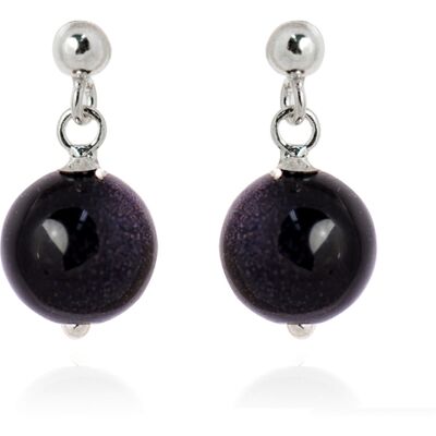 Luxenter Coleki-Ohrhänger aus 925 Sterling Silber mit rhodiniertem Finish und blauer Aventurin Schwarz Einheitsgröße Luxenter Coleki-Ohrhänger aus 925 Sterling Silber mit rhodiniertem Finish und blauer Aventurin Schwarz Einheitsgröße
