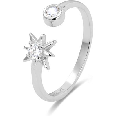 Luxenter Ring, 925er Sterlingsilber mit Lialt und glänzenden Zirkonen, rhodiniert Weiß Einheitsgröße Luxenter Ring, 925er Sterlingsilber mit Lialt und glänzenden Zirkonen, rhodiniert Weiß Einheitsgröße