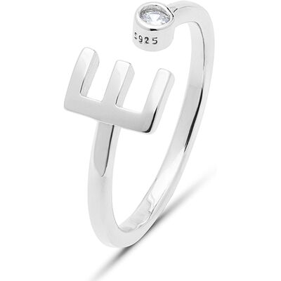 Luxenter 925 Sterling Silber Ring mit rhodinierten Brillanten-Zirkonia - Alphabet Weiß Einheitsgröße Luxenter 925 Sterling Silber Ring mit rhodinierten Brillanten-Zirkonia - Alphabet Weiß Einheitsgröße
