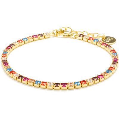Luxenter 925 Sterling Silber Armband mit mehrfarbigen Zirkonia in 18K Gelbgold - Tahu Mehrfarben Einheitsgröße Luxenter 925 Sterling Silber Armband mit mehrfarbigen Zirkonia in 18K Gelbgold - Tahu Mehrfarben Einheitsgröße