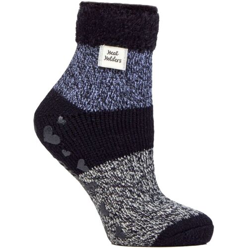 Heat Holders Damen kuschelige, flauschige Bett-Socken mit Federkragen Blau/Marineblau EU 37 - 42