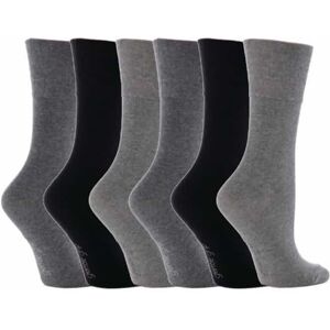Gentle Grip Damensocken - 6 Paar - Grau/Schwarz - Baumwolle - UK 4-8 Gentle Grip Damensocken - 6 Paar - Grau/Schwarz - Baumwolle - UK 4-8