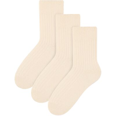 3 Paar Womens Wool Dress Socks Steven Ladies Breathable Cushioned Socks - Ecru Beige 3 Paar Womens Wool Dress Socks Steven Ladies Breathable Cushioned Socks - Ecru Beige
