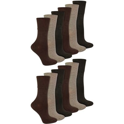 IOMI - 12 Paar Multipack Damen Diabetiker Bambus Socken Damen Extra Wide Seamless Socken mit Non Elastic Gentle Grip Top - Dark Brown Braun EU 37 - 42 IOMI - 12 Paar Multipack Damen Diabetiker Bambus Socken Damen Extra Wide Seamless Socken mit Non Elastic Gentle Grip Top - Dark Brown Braun EU 37 - 42