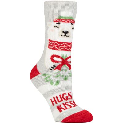 Ladies Cosy Novelty Socks Heat Holders Lite Christmas Socks for Women Gifts for Her Socks - Hugs&Kisses Grau EU 37 - 42 Ladies Cosy Novelty Socks Heat Holders Lite Christmas Socks for Women Gifts for Her Socks - Hugs&Kisses Grau EU 37 - 42