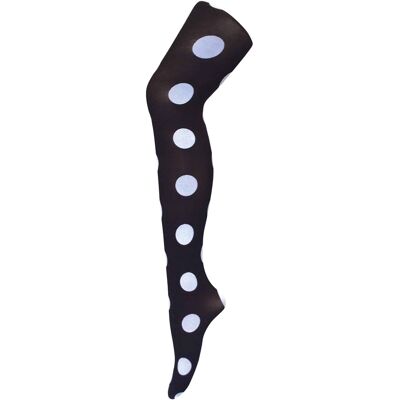 Sock Snob - Farbige 80 Denier blickdichte Damenstrumpfhose - Big Spot Weiß M Sock Snob - Farbige 80 Denier blickdichte Damenstrumpfhose - Big Spot Weiß M
