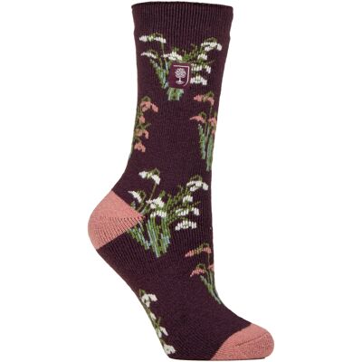 Heat Holders Damen Thermosocken Dünne Floral Muster Fleece Socken Lila EU 37 - 42 Heat Holders Damen Thermosocken Dünne Floral Muster Fleece Socken Lila EU 37 - 42