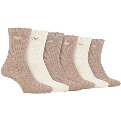 Jeep Damen 6er Pack Bambus-Stiefelsocken Süße Socken mit gewelltem Rand Creme EU 37 - 42 Jeep Damen 6er Pack Bambus-Stiefelsocken Süße Socken mit gewelltem Rand Creme EU 37 - 42
