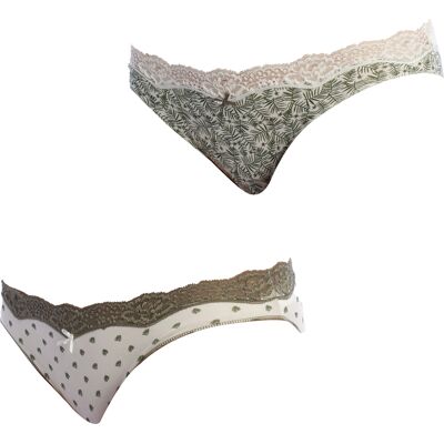 Janira Pack-2 Mini Coquettes Baumwollhöschen 1031500 für Damen Grün M Janira Pack-2 Mini Coquettes Baumwollhöschen 1031500 für Damen Grün M
