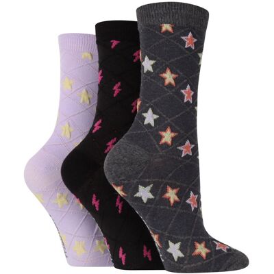Wildfeet 3er-Pack Damenmode strukturierte Strick-Baumwollsocken Schwarz EU 37 - 42 Wildfeet 3er-Pack Damenmode strukturierte Strick-Baumwollsocken Schwarz EU 37 - 42