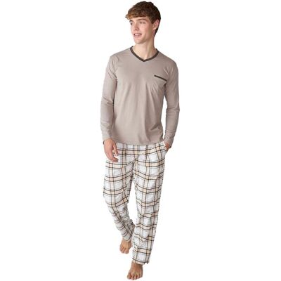 J&J Brothers JJB18 Herren Schlafanzug mit langen Ärmeln aus Baumwolle Braun S J&J Brothers JJB18 Herren Schlafanzug mit langen Ärmeln aus Baumwolle Braun S