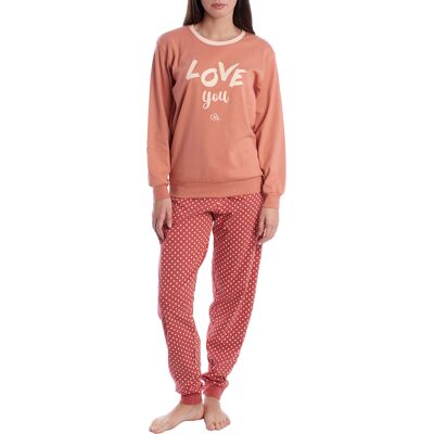 Kisses&Love Langärmeliger Schlafanzug aus Baumwolle für Frauen KLP1 Rot XL Kisses&Love Langärmeliger Schlafanzug aus Baumwolle für Frauen KLP1 Rot XL