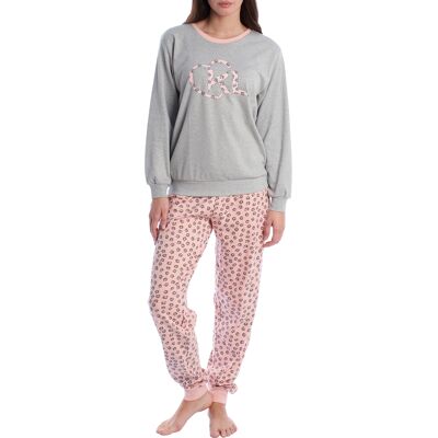 Kisses&Love Langärmeliger Schlafanzug aus Baumwolle für Frauen KLP1 Grau XL Kisses&Love Langärmeliger Schlafanzug aus Baumwolle für Frauen KLP1 Grau XL