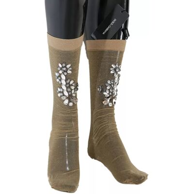 Dolce & Gabbana Verzierte transparente Socken Silber M Dolce & Gabbana Verzierte transparente Socken Silber M