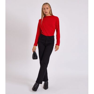 Gini London Roter Diamant-Nieten-Body mit Kutte vorne Rot M/L Gini London Roter Diamant-Nieten-Body mit Kutte vorne Rot M/L