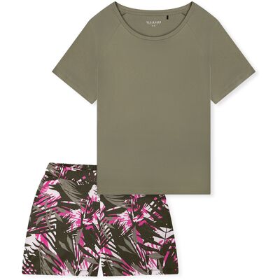 Schiesser Damen Pyjama ModernSchlafanzug, Pyjama Set, Nachtwäsche Khaki EU 36 / UK 8 Schiesser Damen Pyjama ModernSchlafanzug, Pyjama Set, Nachtwäsche Khaki EU 36 / UK 8