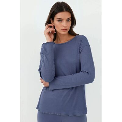 Hiccup Hochgeschnittenes Langarm-Pyjama-Set Dunkles Marineblau XL Hiccup Hochgeschnittenes Langarm-Pyjama-Set Dunkles Marineblau XL