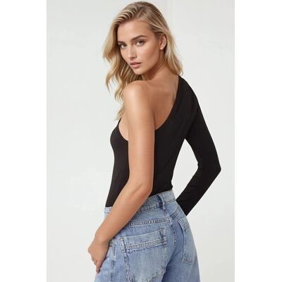 Hiccup Tailliertes asymmetrisches Kragen-Bodysuit Pika-Kollektion Schwarz S Hiccup Tailliertes asymmetrisches Kragen-Bodysuit Pika-Kollektion Schwarz S