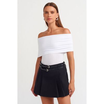 Dilvin Schulterfreies Bootsausschnitt-Bodysuit Weiß S Dilvin Schulterfreies Bootsausschnitt-Bodysuit Weiß S