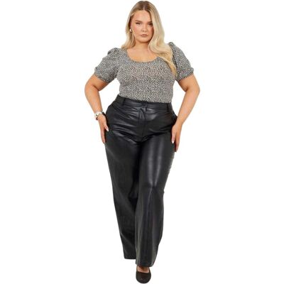 Brave Soul - Bodysuit für Damen, Plus, Puffärmel (Schwarz/Weiß) Schwarz EU 50 / UK 22 Brave Soul - Bodysuit für Damen, Plus, Puffärmel (Schwarz/Weiß) Schwarz EU 50 / UK 22