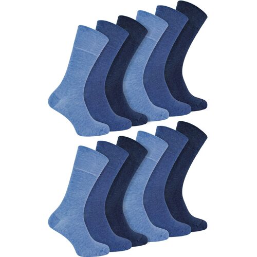 IOMI - 12 Paar Multipack Herren Diabetiker Bambus Socken Extra breite nahtlose Socken mit nicht elastischen sanften Grip Top - Marineblau Marine EU 39 - 45