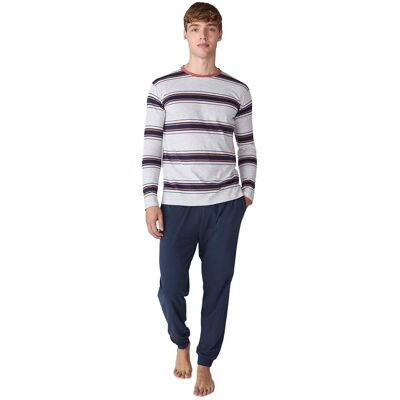 J&J Brothers JJB12 Langärmeliger Schlafanzug aus Baumwolle für Männer Grau S J&J Brothers JJB12 Langärmeliger Schlafanzug aus Baumwolle für Männer Grau S