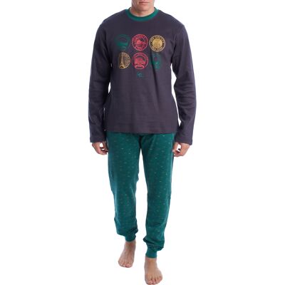 Kisses&Love Langärmeliger Schlafanzug aus Baumwolle für Männer KLP4 Blau L Kisses&Love Langärmeliger Schlafanzug aus Baumwolle für Männer KLP4 Blau L