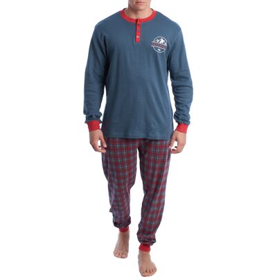 Kisses&Love Langärmeliger Schlafanzug aus Baumwolle für Männer KLP4 Blau L Kisses&Love Langärmeliger Schlafanzug aus Baumwolle für Männer KLP4 Blau L