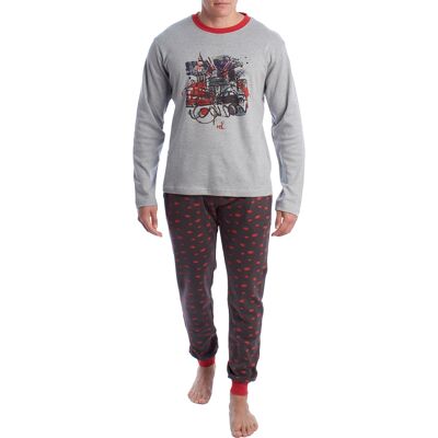 Kisses&Love Langärmeliger Schlafanzug aus Baumwolle für Männer KLP4 Grau M Kisses&Love Langärmeliger Schlafanzug aus Baumwolle für Männer KLP4 Grau M