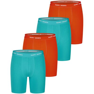 Happy Shorts Herren Retro Boxer Neon Long 4-Pack Retroshorts, Vintage Boxer, Mehrfarben L Happy Shorts Herren Retro Boxer Neon Long 4-Pack Retroshorts, Vintage Boxer, Mehrfarben L